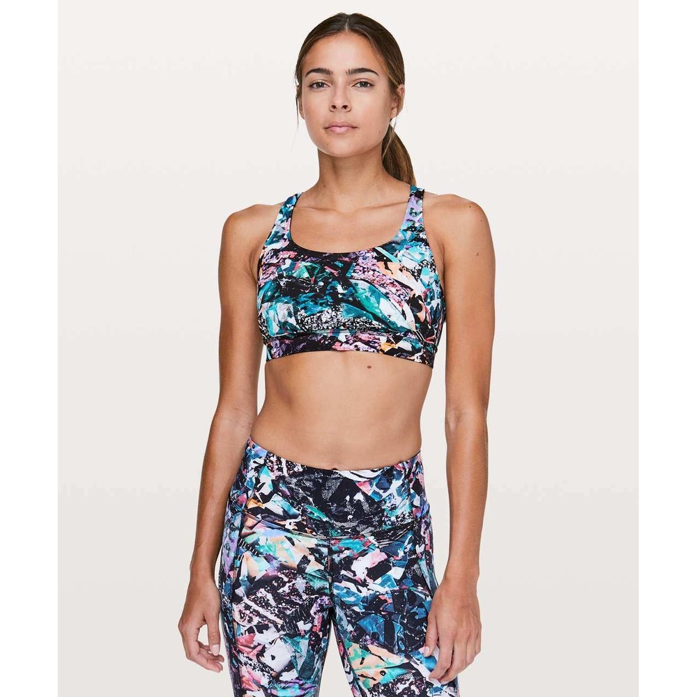 Lululemon Energy Bra Size 8 Multi Color Abstract Print Full-On Luxtreme Yoga Run
